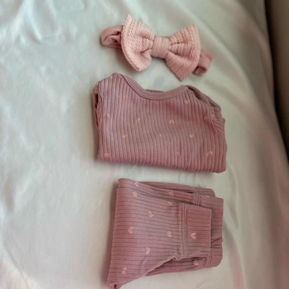 Pink baby outfit set